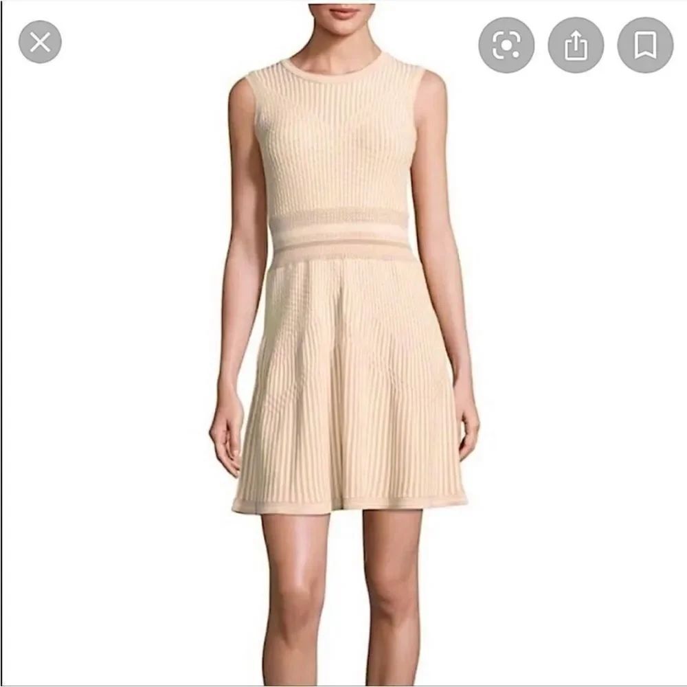 BCBG maxAzria peach beige and gray sleeveless short dress at the waist size smal